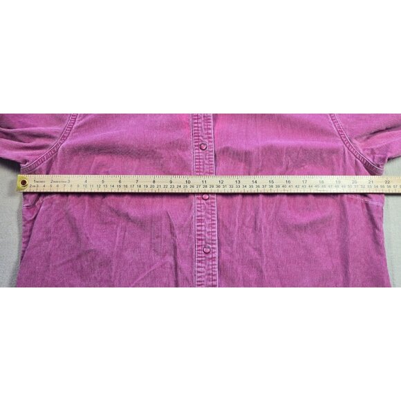 VTG Eddie Bauer Pink Corduroy Pearl Snap Button Down Shirt Women’s Large - Picture 10 of 16
